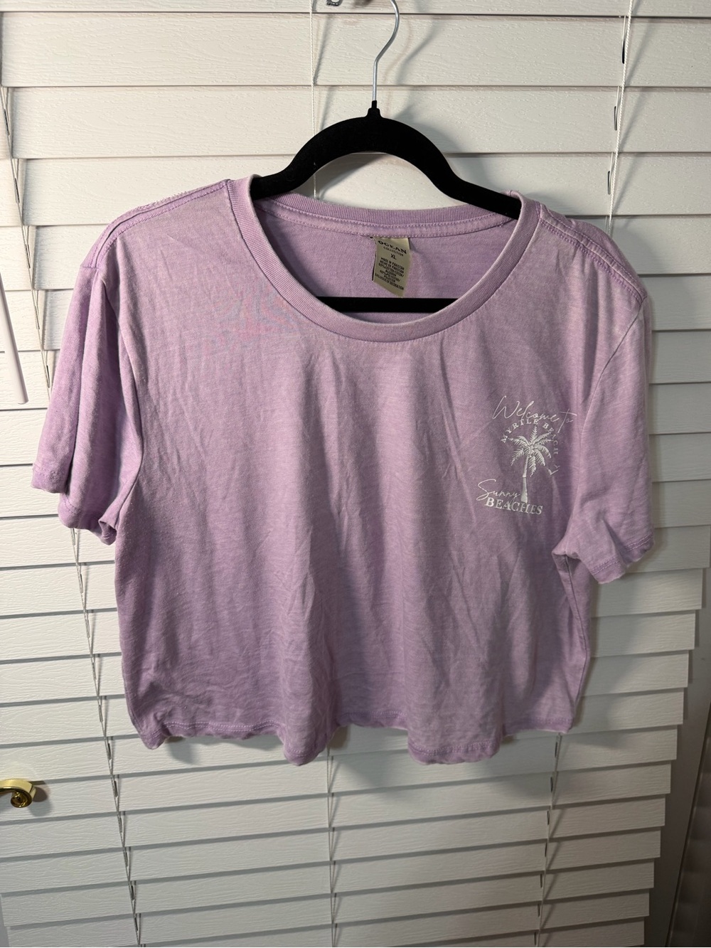 Lilac Palm Graphic Crop Tee - Myrtle beach